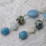 long drop earrings unique blue statement design