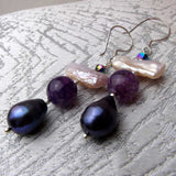 unusual handcrafted pearls semi-precious bead statement earrings