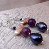 handcrafted statement earrings handmade with pearls semi-precious beads