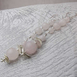 long drop rose quartz statement earrings, unique, handmade