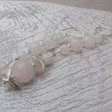 long drop rose quartz handmade statement earrings