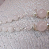 handcrafted long drop earrings, unique rose quartz statement earrings