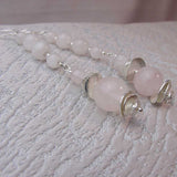 long drop rose quartz earring design