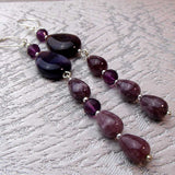 long purple semi-precious earrings handmade with a statement