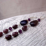 purple statement earrings handmade from beautiful purple semi-precious beads