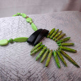 handmade chunky necklace, green semi-precious beads, unique, handmade, unusual