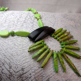 bold green semi-precious bead statement necklace unique design