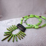 original chunky green semi-precious statement necklace, handmade, unique, unusual