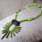 bold bright green statement necklace chunky handmade design