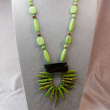 unique handcrafted green semi-precious chunky bead statement necklace