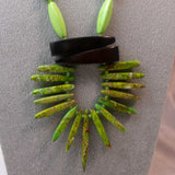 unusual green handmade chunky semi-precious bead statement necklace