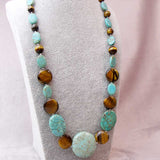 beautiful turquoise necklace set with tigers eye