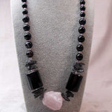 unique chunky rose quartz statement necklace handmade uk