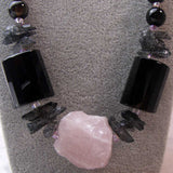 chunky rose quartz statement necklace unique original design