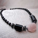handcrafted chunky rose quartz unusual statement necklace uk