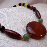 unique semi-precious bead statement necklace, chunky, bold, beads
