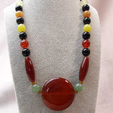 chunky handcrafted carnelian statement necklace unique unusual design