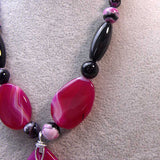 chunky hot pink agate beads