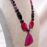 unique unusual pink black statement necklace design