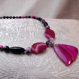 chunky pink black necklace unique chunky design