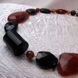 unusual chunky semi-precious statement necklace handmade from carnelian beads