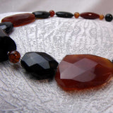 chunky semi-precious beads, carnelian, onyx, statement, necklace