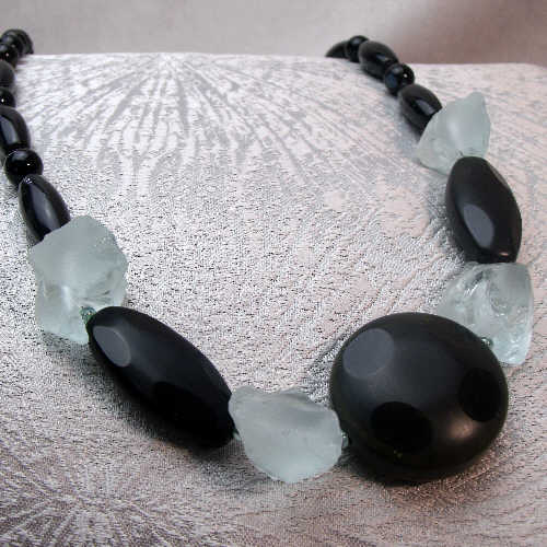 unique semi-precious statement jewellery, handmade long chunky bead statement necklace