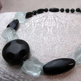 unique statement necklace, long, chunky, handcrafted, semi-precious stone beads