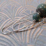 long semi-precious stone earrings, long semi-precious earrings NM12