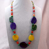 unique bright bold chunky semi-precious bead statement necklace