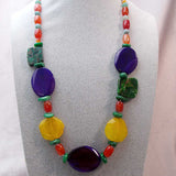 unique statement necklace handmade chunky bright bold semi-precious beads