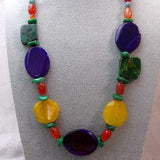 brightly coloured chunk semi-precious bead necklace with a statement