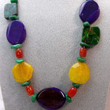 chunky semi-precious bead necklace, unique, handcrafted, bright, bold