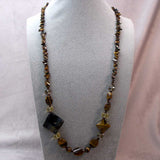 long handmade tigers eye bead statement necklace