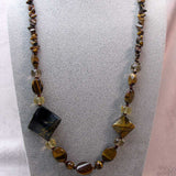 long semi-precious stone statement necklace handcrafted from tigers eye necklace