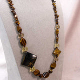 handmade statement necklace with stunning semi-precious tigers eye crystal beads