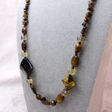 handcrafted tigers eye necklace long design