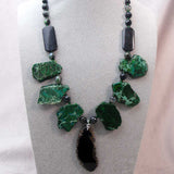 black green chunky semi-precious stone statement necklace