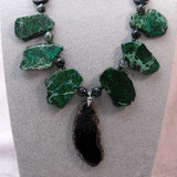 unique black green bead statement necklace design