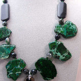 big bold chunky green black statement necklace unique design
