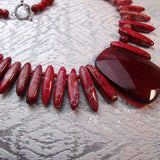 chunky bright red statement necklace handmade