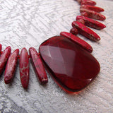 unique bold red chunky statement necklace design