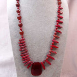 unusual original designed chunky red necklace with a statement