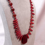 chunky red necklace in a unique handcrafted statement design