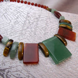 unusual, bold, handcrafted statement necklace handcrafted semi-precious beads
