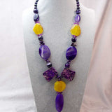 unusual bold purple orange chunky semi-precious bead statement necklace
