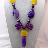 handcrafted chunky bead statement necklace purple orange chunky beads