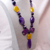 big, bright, bold chunky purple orange statement necklace