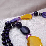 purple orange beaded necklace detail
