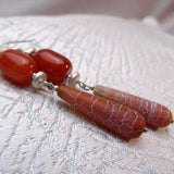 long drop semi-precious stone statement earrings handmade agate beads